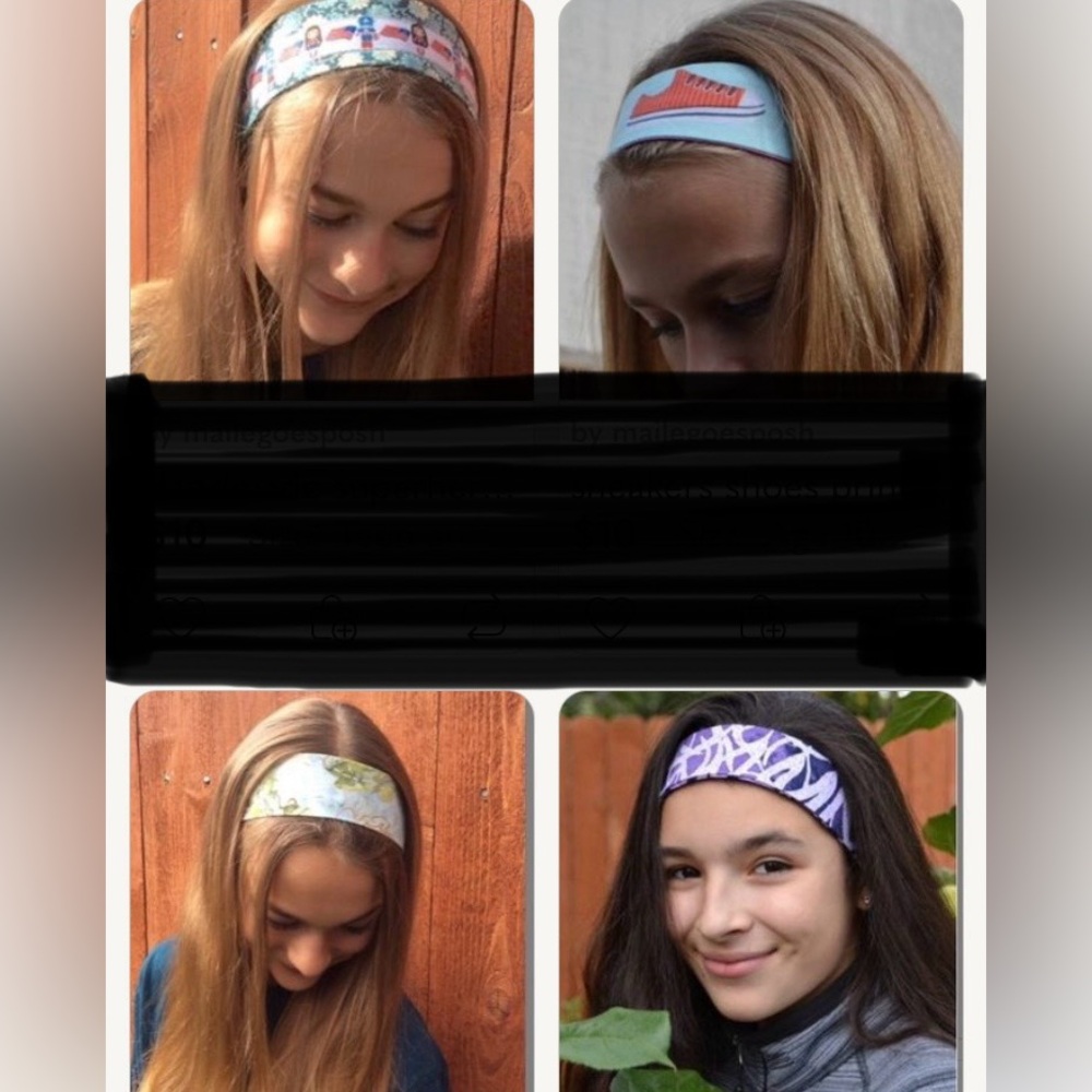 4 Handmade headbands bundle: Wonder Woman, sneakers, green leaf batik, purple